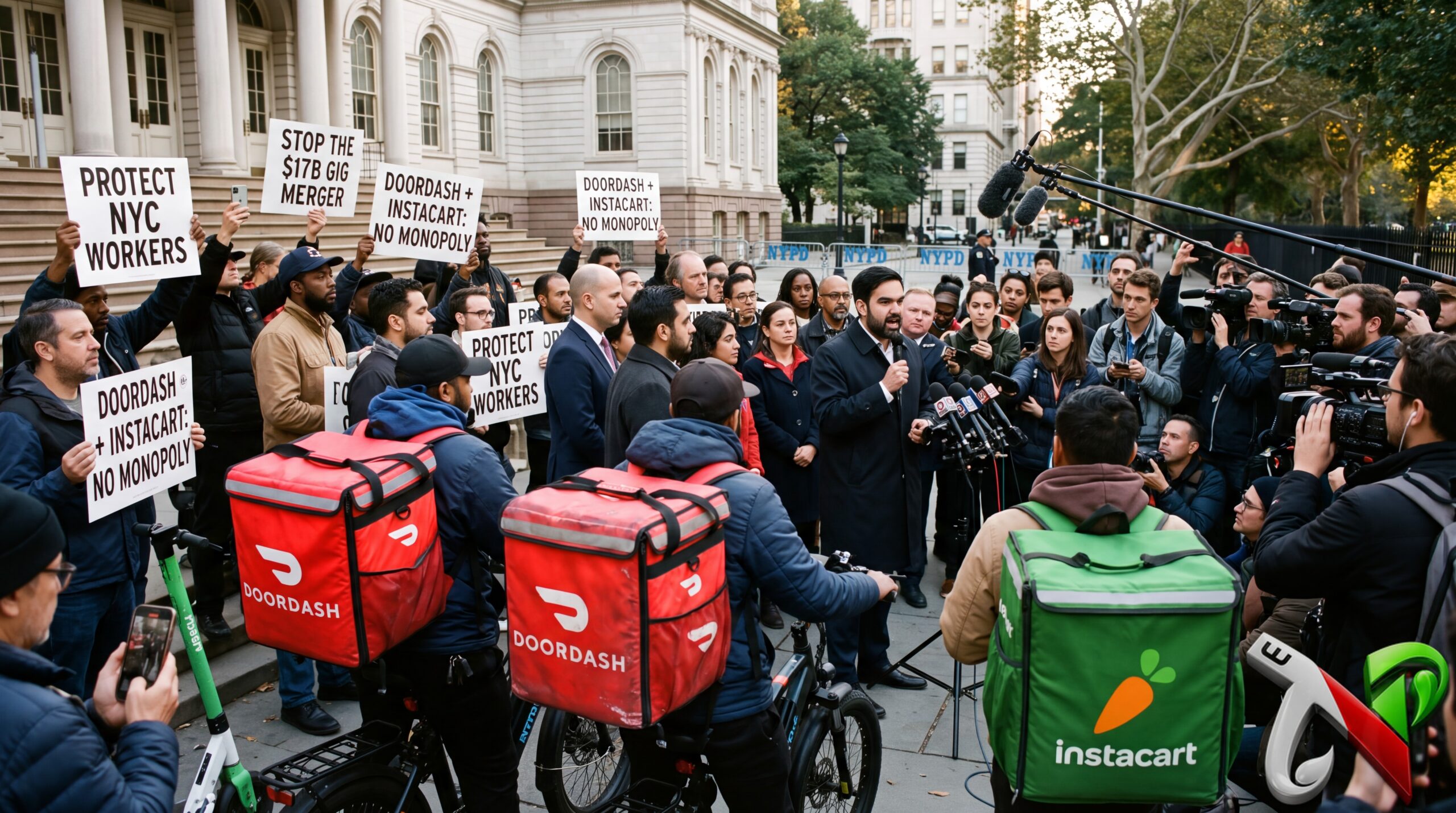 DoorDash’s $17 Billion Bid for Instacart Sets Up an Antitrust Fight and a Clash With New York City